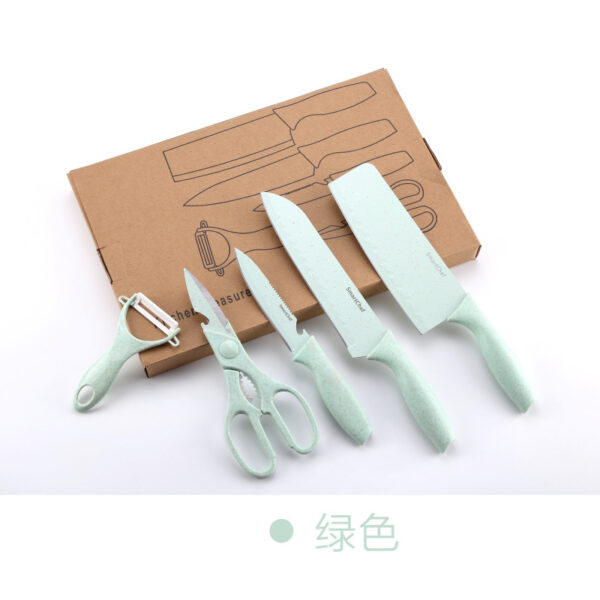 Набір кухонний для нарізання з нержавіючої сталі з пшеничним покриттям, 5 предметів, м"ятний