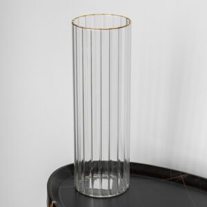 Ваза скляна "Легкий Дотик Весни" з золотим обідком прозора 24,5 см