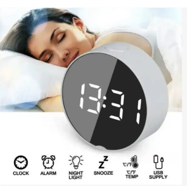 Годинник LED дзеркальний з будильником і термометром DT-6505