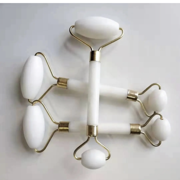 Масажер-ролик двосторонній Білий Нефрит (натуральний)