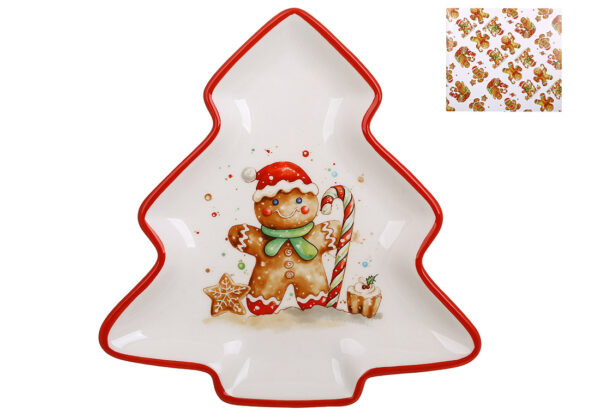 Блюдо керамічне у формі ялинки "Пряниковий чоловічок" 21*20 см