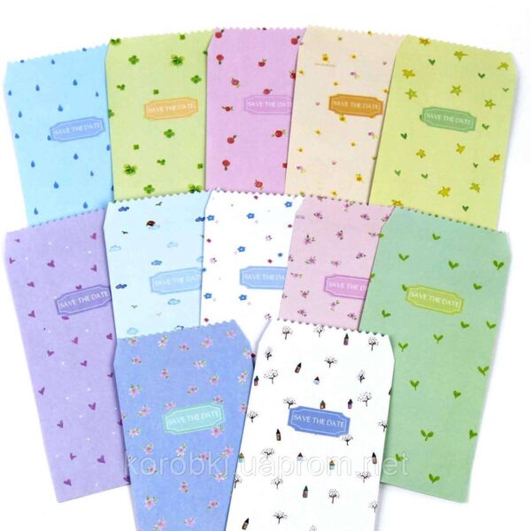 Конверт з принтом фрукти/ квіти 17,5*8,6 см