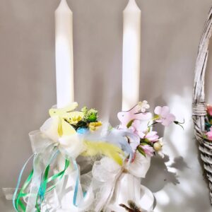 Свічка столова Solodka "Великодня/ Зайчики" з декором (соєвий віск)