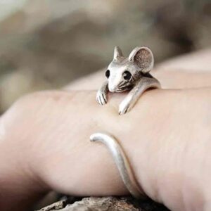Каблучка жіноча металева «Мишка» срібний (8409)