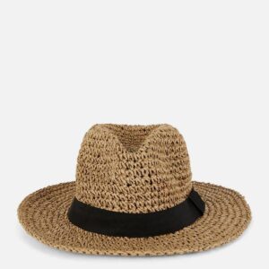 Капелюх Primark солом'яний гачкований зі стрічкою мокко