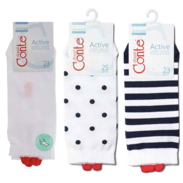 Шкарпетки жіночі бавовняні Conte ACTIVE (20С-18СП) білий/темно-синій