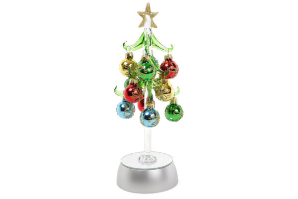 Новорічний декор "Ялинка з іграшками" з LED на батарейках (3хААА), 25 см