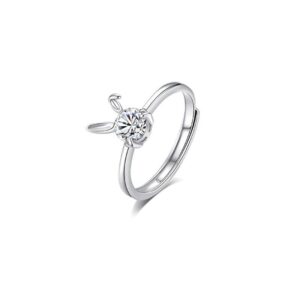 Каблучка жіноча "Зайчик" білий камінець срібна (8214)