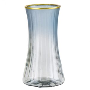 Ваза скляна "Простір Краси" з золотим обідком градієнт 22,5 см