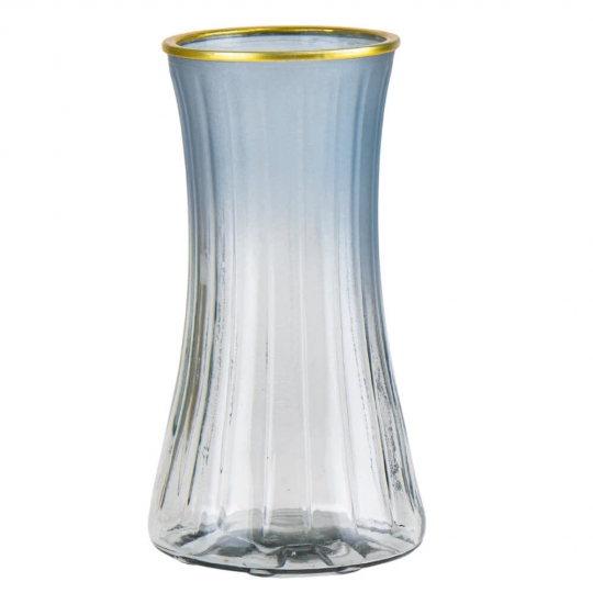 Ваза скляна "Простір Краси" з золотим обідком градієнт 22,5 см