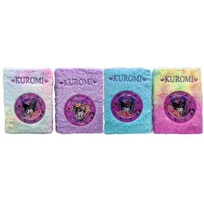 Блокнот А5 плюшевий "Kuromi" сипучі блискітки 80 арк./ клітинка