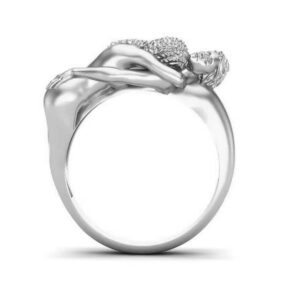 Каблучка металева "Пара в обіймах" срібний (3194)