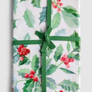 Скатертина «Новорічні Ягоди» Primark (140*180) біла ПВХ