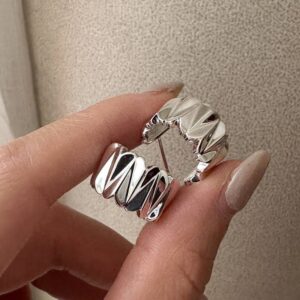 Сережки "Геометричні" кільця рельєфні срібні (10244)