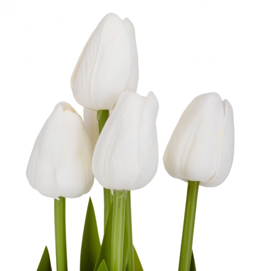 Штучний букет тюльпанів 5 бутонів/ 25,5 см "Рапсодія" (латекс) білий