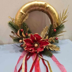 Вінок руч. роб. Новорічний маленький золотистий