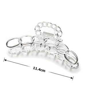 Заколка/краб для волосся "Ланцюг" металева 11,4 см срібна