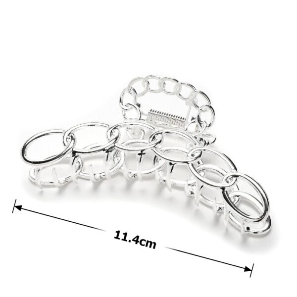 Заколка/краб для волосся "Ланцюг" металева 11,4 см срібна