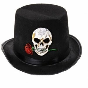 Капелюх-Циліндр на Хелловін "Череп з трояндою" чорний