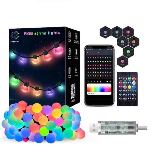 Гірлянда RGB "Твінки" 10 м APP Bluetooth + пульт (USB) (SFK-03)