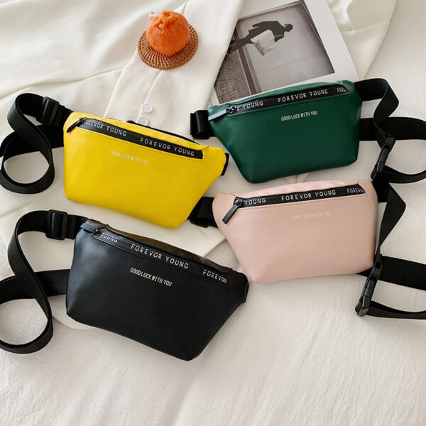 Сумка жіноча поясна/бананка "Forever Young", чорна/зелена/жовта/рожева