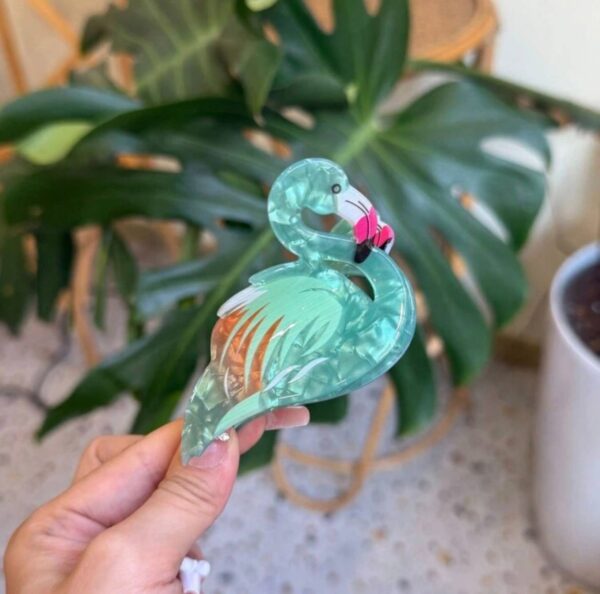 Заколка-краб для волосся "Фламінго" перламутрова