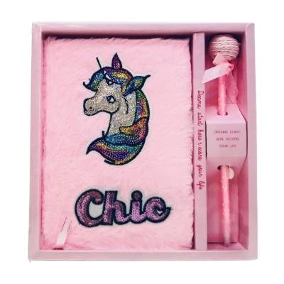 Блокнот плюшевий А5 JO "Єдиноріг" з ручкою 64 арк