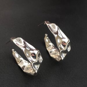 Сережки "Геометричні" кільця рельєфні срібні (8197)