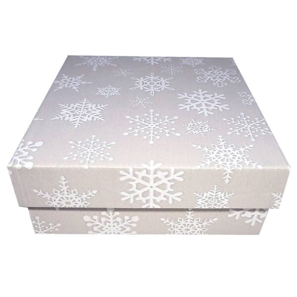 Коробка подарункова з мікрогофрокартону (17*17*7 см) Новорічна сіра