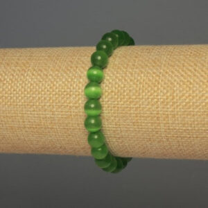 Браслет Котяче око зелене кулька 8 мм стрейч