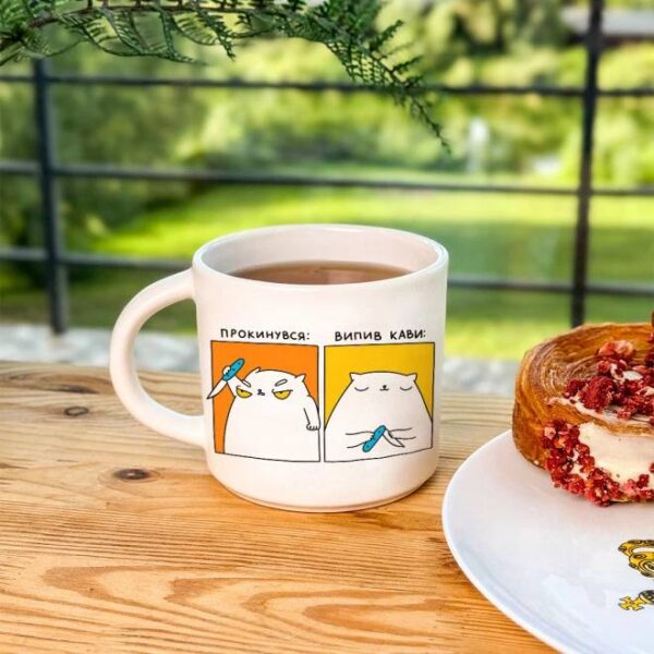 Чашка з принтом "Кіт-кавоман" Orner 400 мл