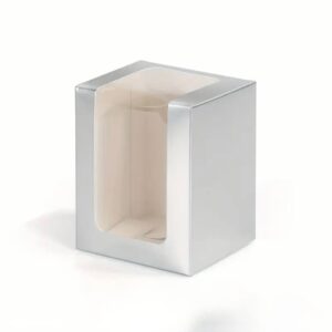 Коробка подарункова 8*8*10 см складна з віконцем срібна