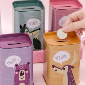 Скарбничка дитяча жестяна "Звірята" прямокутна