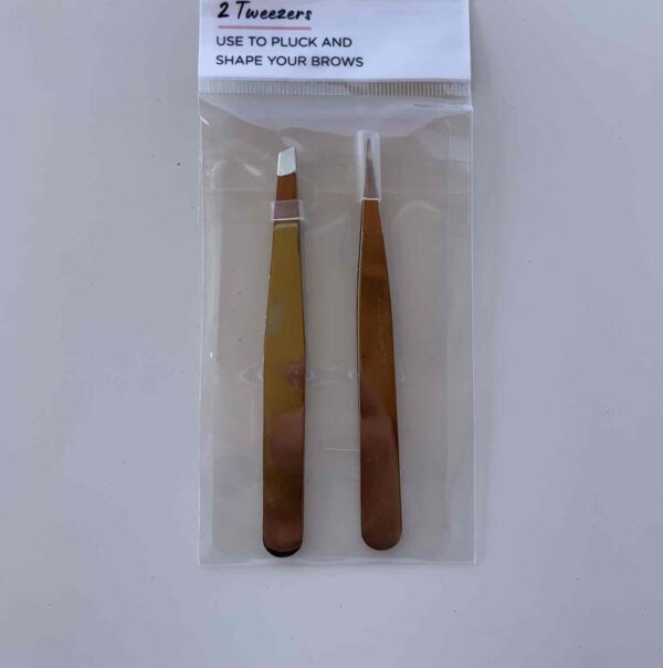 Набір пінцетів для брів Primark, нержавіюча сталь, золотистий 2 шт