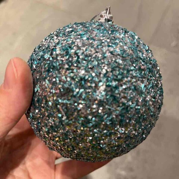 Ялинкова Куля 10 см, морозний блакитний глітер, 1 шт