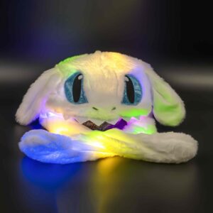 Шапка з рухливими вушками «Дракон Беззубик» та підсвіткою білий