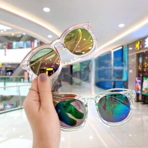 Окуляри дитячі сонцезахисні "Хамелеон" круглі в прозорій оправі (10104)