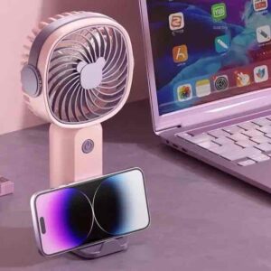 bf8d06f1-f636-432c-9b58-4ef9850d2ee0.jpg Вентилятор ручний/настільний акумуляторний з підставкою для телефона 3 швидкості 17х8 см OM227