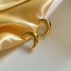 Сережки геометричні півмісяць дуті золоті (10674)