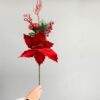 Декоративна гілка "Різдвяна зірка/ Пуансетія" 28 см