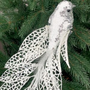 c0accd05-5948-4e76-964e-7434e8924922.jpg Ялинкова прикраса "Співуча пташка" 10*28 см біла
