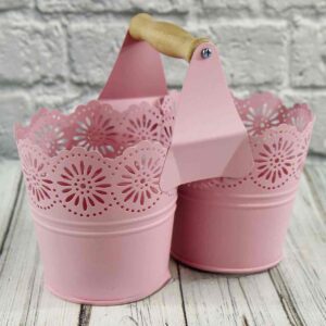 Кашпо металеве ажурне подвійне (11*10*8) рожевий