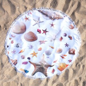 Рушник пляжний круглий "Мушлі" (D 150 см) з бахромою