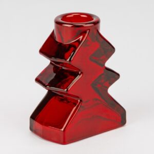 Підсвічник скляний "Ялинка" 8,5 см червоний 1 шт