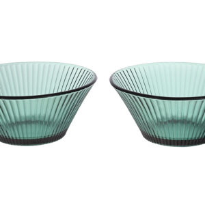 Набір скляних ребристих піал зелений 2шт