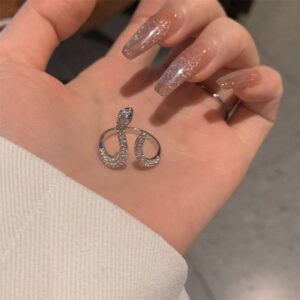 Каблучка жіноча "Змія" зі стразами срібна (10625)