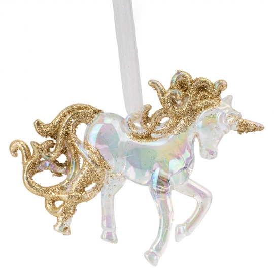 Ялинкова прикраса "Кришталевий пегас" 9 см білий (пластик)