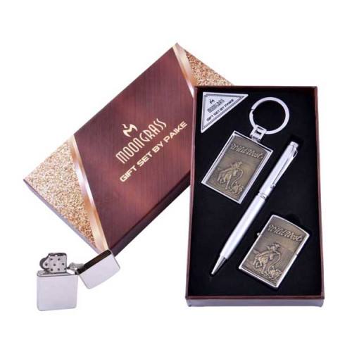 Набір чоловічий подарунковий Moongrass "Wild West" 3 в 1 Ручка/ Брелок/ Запальничка