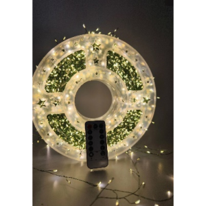 Гірлянда-кластер "Роса" 30 м золоте світло/ зелений шнур з пультом