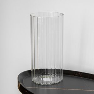 Ваза скляна "Глибина почуттів" прозора ребриста 25 см